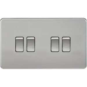 Knightsbridge Screwless Quadruple Switch 10AX 4 Gang 2-Way Brushed Chrome - SF4100BC