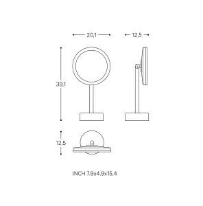 Cosmic Free-Standing Magnifying Mirror With Adjustable Led Light Matte Black Essentials (LED)(X5)(3W 5V/1A) USB