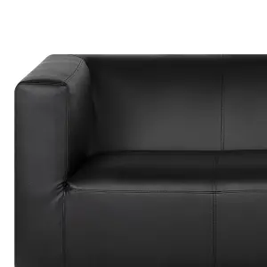 3 Seater Faux Leather Sofa Black FLORO