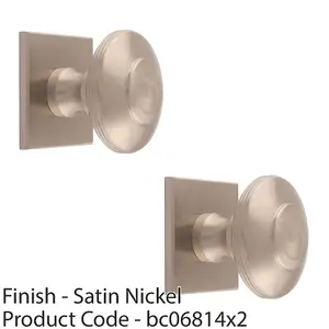 2 PACK - 42mm Round Cabinet Door Knob & 40x40mm Matching Backplate - Satin Nickel Handle