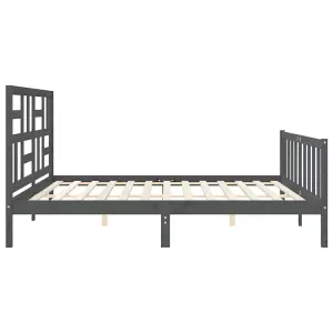 Berkfield Bed Frame with Headboard Grey 200x200 cm Solid Wood