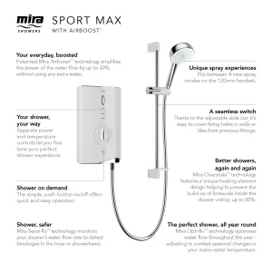 Mira Sport max Gloss White Electric Shower, 10.8kW