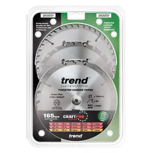 Trend CraftPro Cordless Saw Blade 165 x 20mm x 24T/40T (Pack 3)