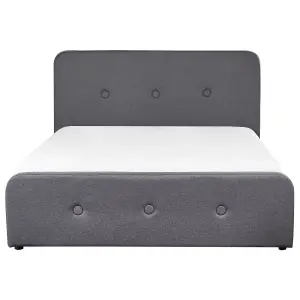 Fabric EU Double Size Ottoman Bed Dark Grey RENNES