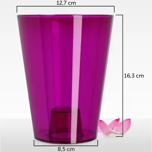 Plant Orchid Pot Plastic  Gloss Oval Planter 12 cm Purple transparent