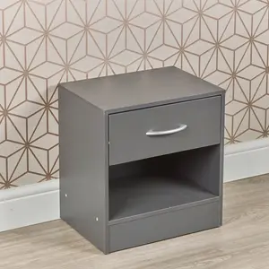 Antona 1 Drawer Bedside Table Dark Grey