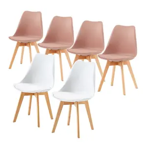 Nero Upholstered Dining Chair (Set of 6) Pink/White