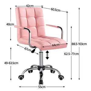 Yaheetech PU Leather Modern Office Chair with Armrests - Pink