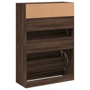 Berkfield Shoe Cabinet with 2 Flip-Drawers Brown Oak 80x34x116 cm