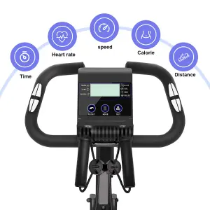 4 in 1 Foldable Exercise Bike with LCD Display and Heart Rate Sensor and Resistance Bands-Black