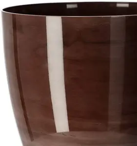 Flower Pots 6 Colours 4 sizes Marble Plastic Plant Pots Planter Deco Round Deco  Brown 16cm