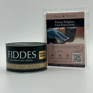 Fiddes Supreme Wax Polish, Rugger Brown 400ml & Free Priory Polishes Lint Free Cloth