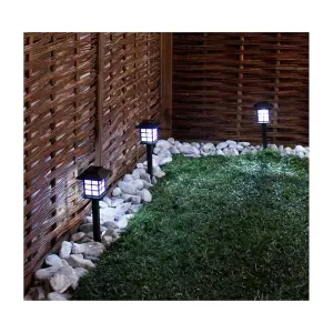 Primrose Outdoor Solar Garden Lights Set of 9  Oriental Lantern Decorative Path White LED