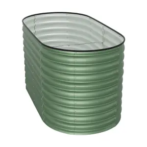 160cm W x 80cm D Light Green Oval-Shaped Galvanized Steel Raised Garden Bed Outdoor Use Only