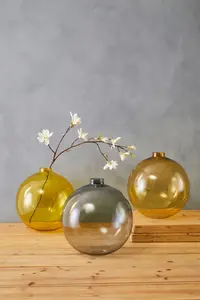 Interiors by Premier Amber Glass Vase,  Warm Elegance of Amber Vase for Any Decor, Luxury Bottle Design Gold Colour Modern Vase