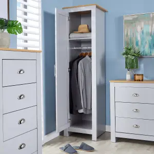 Home Source Camden 1 Door Bedroom Slim Wardrobe Storage Unit Grey