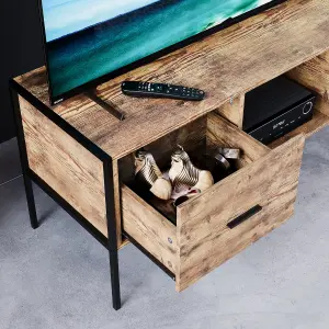 Vida Designs Brooklyn Dark Wood 2 Drawer Industrial TV Unit Stand