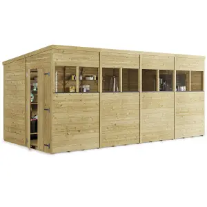 BillyOh Switch Tongue and Groove Pent Wooden Shed - 16x8 Windowed - 11mm Thickness