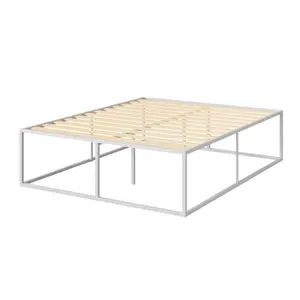 Dekker Minimal Metal Bed - 46 cm High White / UK King (150 x 200 cm)