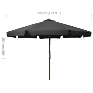 Berkfield Outdoor Parasol with Wooden Pole 330 cm Anthracite