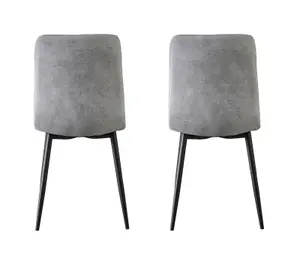 MCC Direct Henri Faux Suede Leather Dining Chairs Set of 4 Light Grey