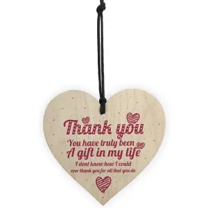 Red Ocean Thank You Gift Colleague Teacher Mentor Nursery Nurse Friendship Wooden Hanging Heart Plaque Gift