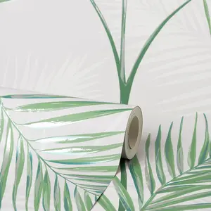 South Beach Palm Leaf Wallpaper Stone Fine Decor FD42678