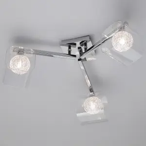 Litecraft Verona Chrome 3 Arm Wire Globe Ceiling Light