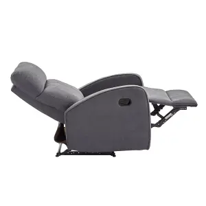 Manual Reclining Armchair in Dark Grey Fabric - Parma