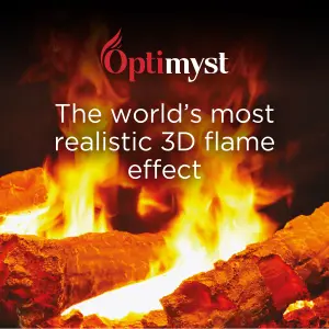 Dimplex Optimyst 2000W Matt Black Cast iron effect Electric Stove (H)660mm (W)620mm