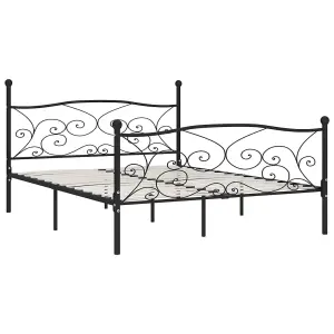 Berkfield Bed Frame with Slatted Base Black Metal 180x200 cm 6FT Super King