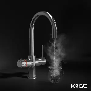 KOGE 98c Boiling Water Tap 3-in-1 Swan Spout Chrome with Tank and Filter