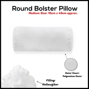 Round Shaped Bolster Pillow White Cushion Long Body Support Orthopaedic cylindrical shape Pillow