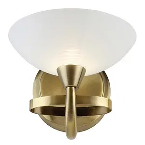 Luminosa Cagney 1 Light Wall Light Antique Brass with White Glass Shade, G9