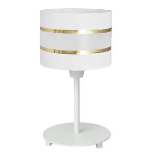 Luminosa Helen Table Lamp With Round Shade White, Gold 20cm