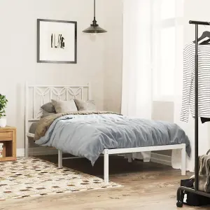 Berkfield Metal Bed Frame without Mattress with Headboard White 80x200cm