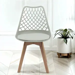 6x Alma Dining Chairs In Grey With Wooden Legs