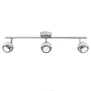 ValueLights Silver Ceiling Bar Spotlight and GU10 Spotlight LED 5W Warm White 3000K Bulbs