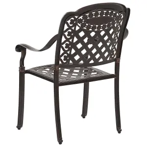 Set of 4 Garden Chairs with Cushions MANFRIA Metal Dark Brown