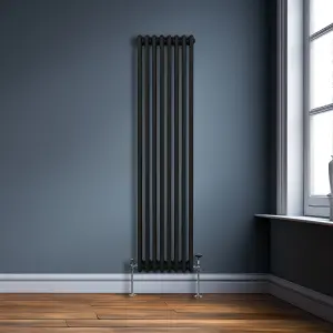 Traditional 3 Column Radiator - 1800 x 382 mm - Black