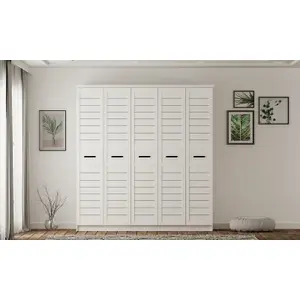 VENICE  5 Door Wardrobe, White