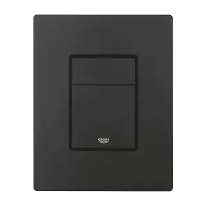 Black Square Wall Hung Toilet WC Pan with GROHE 0.82m Concealed Cistern Dual Flush  Frame - Phantom Black