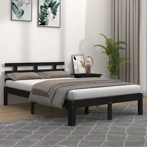 Berkfield Bed Frame Black Solid Wood 150x200 cm King Size