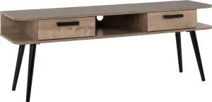 Saxton 2 Drawer TV Unit in Mid Oak Effect and Grey Finish