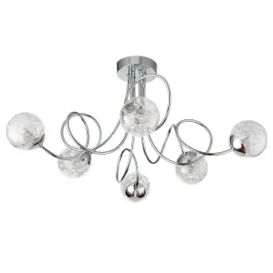 Anson Lighting Lottie 6lt Semi Flush light finished in Chrome plate with clear glass and chrome wire