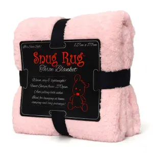 Snug Rug Blanket Luxury Sherpa Fleece Sofa TV Throw Gift Blankets 127x178cm - Pink Quartz