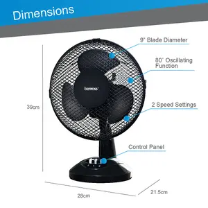 Benross 43919 9-Inch Black Standing Desk Fan