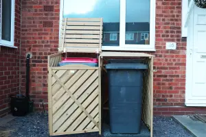 Wooden Double Wheelie Bin Storage - Natural