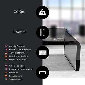 Duronic DM054 Monitor Stand Riser 50x20cm, Laptop and Screen Stand for Desktop, 30kg Capacity, Acrylic - black