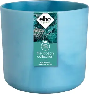 Elho The Ocean Collection 16cm Round Plastic Plant Pot in Atlantic Blue